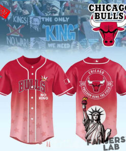 Chicago Bulls No Kings No War 2026 Gameday Baseball Jersey