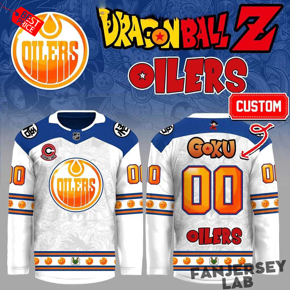 Edmonton Oilers Dragon Ball Z Super Aura Custom Hockey Jersey Edmonton Oilers Dragon Ball Z Super Aura Custom Hockey Jersey