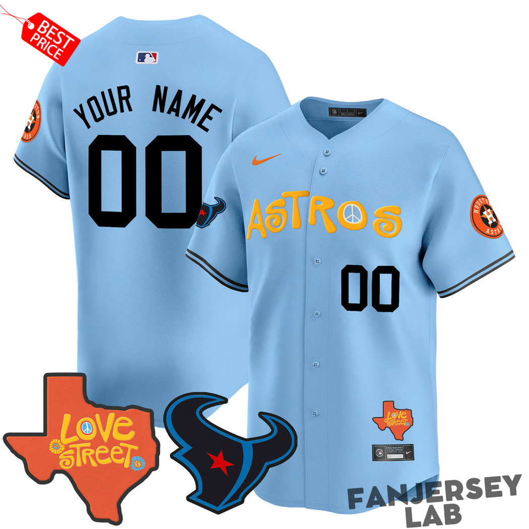 Houston Astros Love Street & Texans Baseball Jersey Houston Astros Love Street & Texans Baseball Jersey