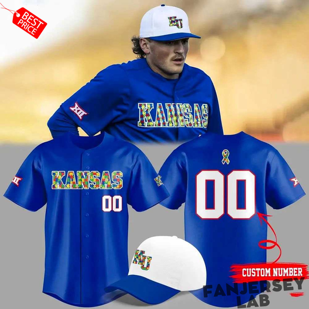 Kansas Jayhawks Autism Awareness 2026 Custom Baseball Jersey Kansas Jayhawks Autism Awareness 2026 Custom Baseball Jersey