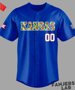 Kansas Jayhawks Autism Awareness 2026 Custom Baseball Jersey