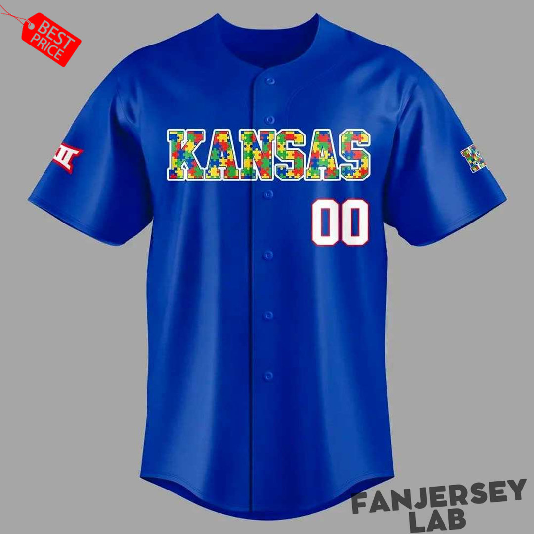 Kansas Jayhawks Autism Awareness 2026 Custom Baseball Jersey Kansas Jayhawks Autism Awareness 2026 Custom Baseball Jersey
