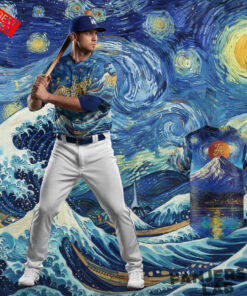 Los Angeles Dodgers Japanese Heritage Night Oil Painting Art Special Baseball Jersey