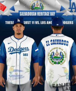 Los Angeles Dodgers Salvadoran Heritage Day Baseball Jersey