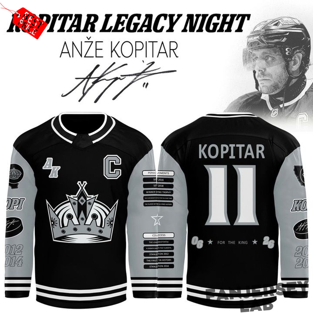 Los Angeles Kings Anže Kopitar #11 Legacy Night Hockey Jersey Los Angeles Kings Anže Kopitar #11 Legacy Night Hockey Jersey