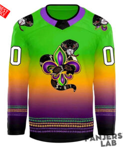Monroe Moccasins Mardi Gras Custom Name Hockey Jersey