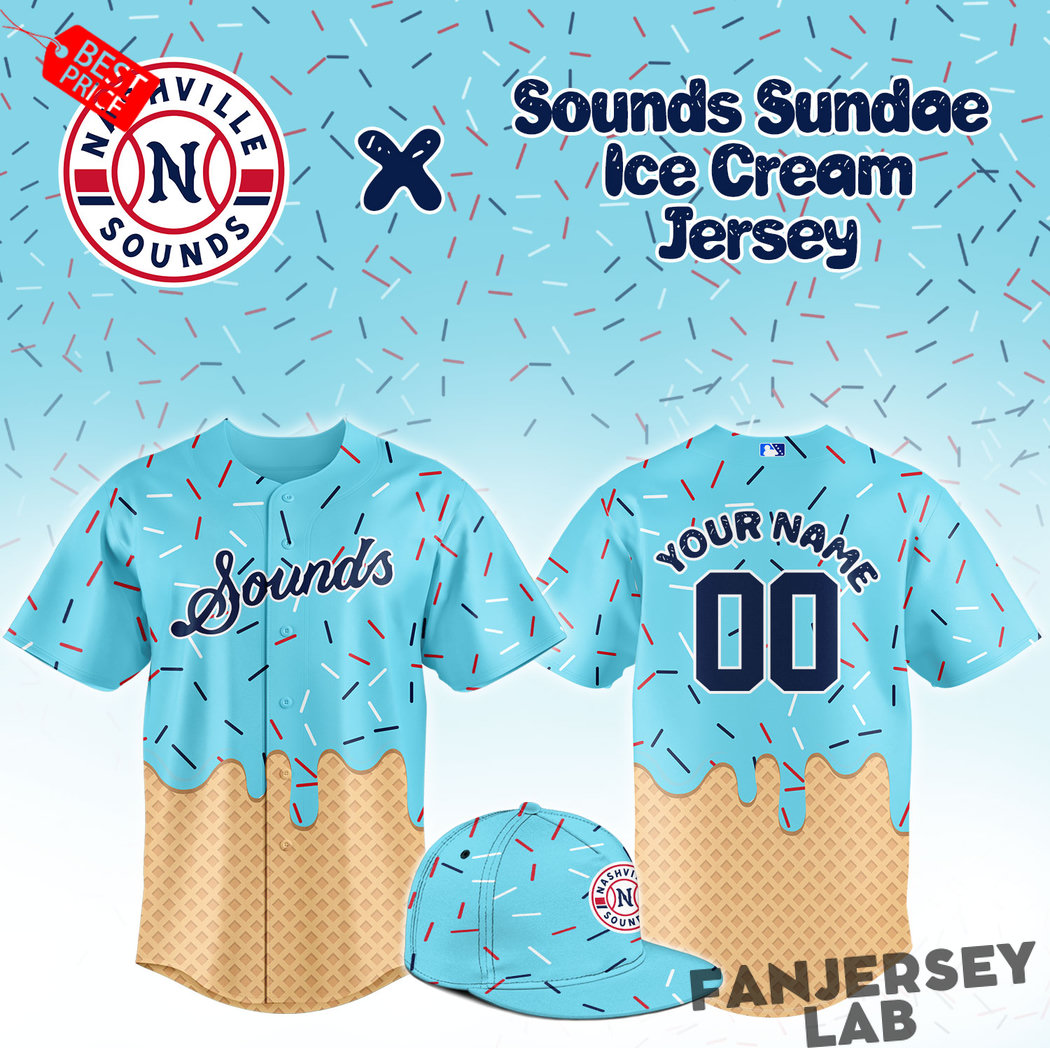 Nashville Sounds Sounds Sundae Night Ice Cream Baseball Jersey Nashville Sounds Sounds Sundae Night Ice Cream Baseball Jersey