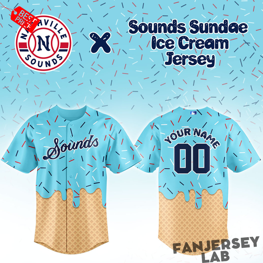 Nashville Sounds Sounds Sundae Night Ice Cream Baseball Jersey Nashville Sounds Sounds Sundae Night Ice Cream Baseball Jersey