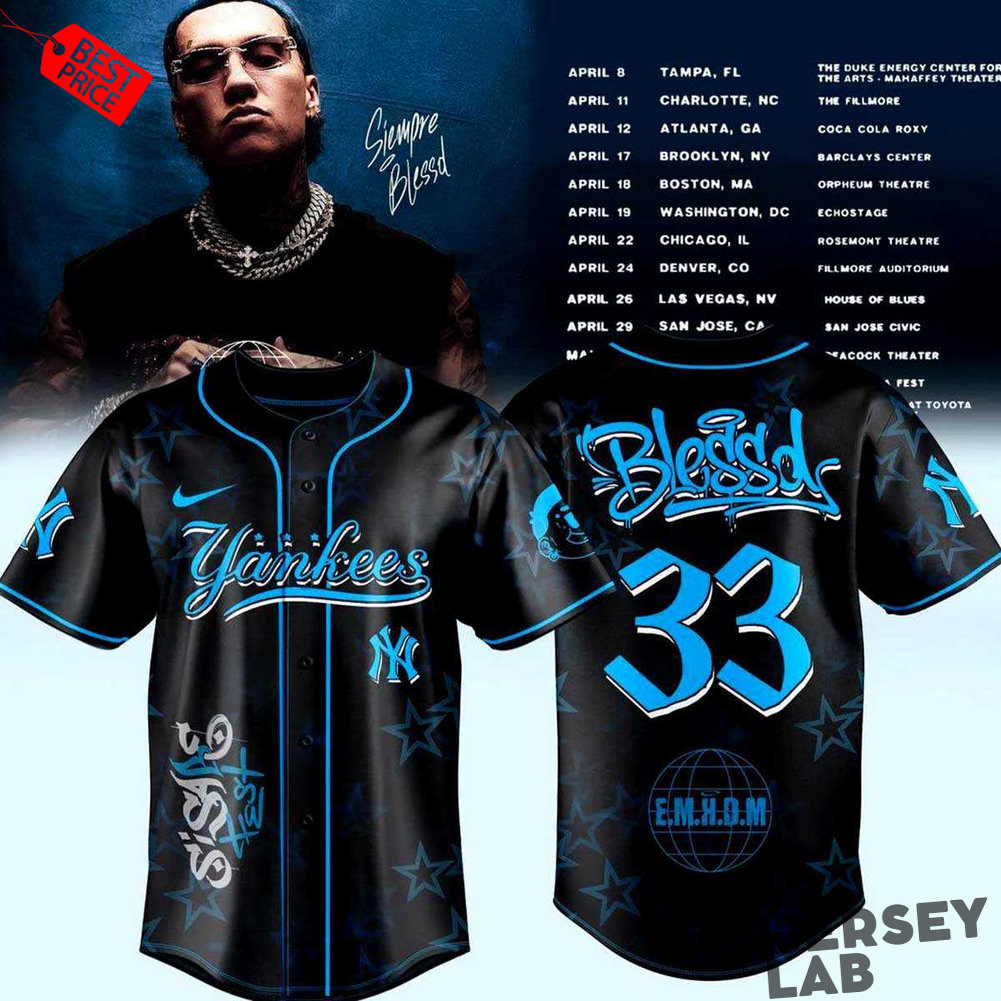 New York Yankees Blessd El Mejor Hombre Del Mundo Tour 2026 Baseball Jersey New York Yankees Blessd El Mejor Hombre Del Mundo Tour 2026 Baseball Jersey