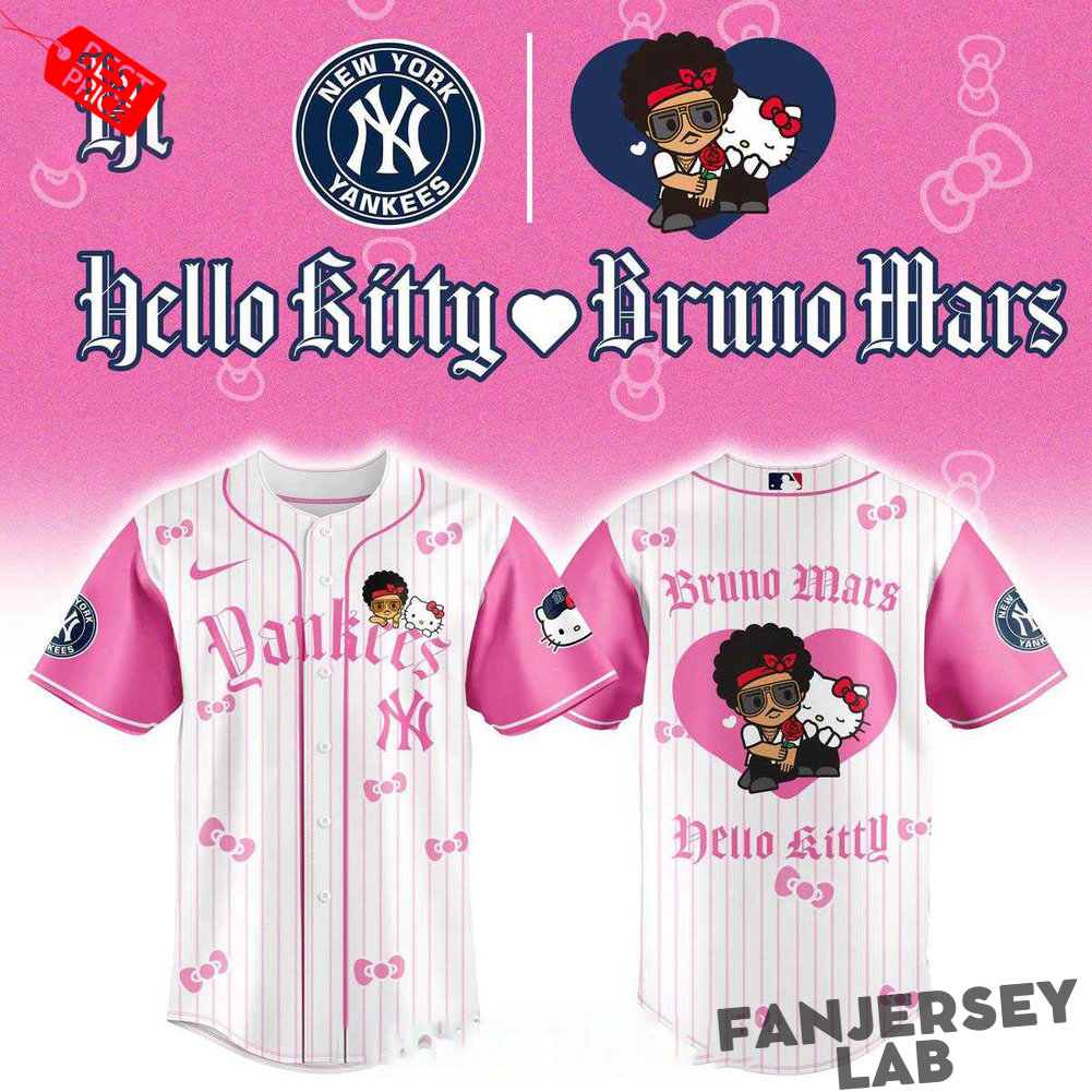 New York Yankees Hello Kitty Bruno Mars Pop Up 2026 Tour Baseball Jersey New York Yankees Hello Kitty Bruno Mars Pop Up 2026 Tour Baseball Jersey