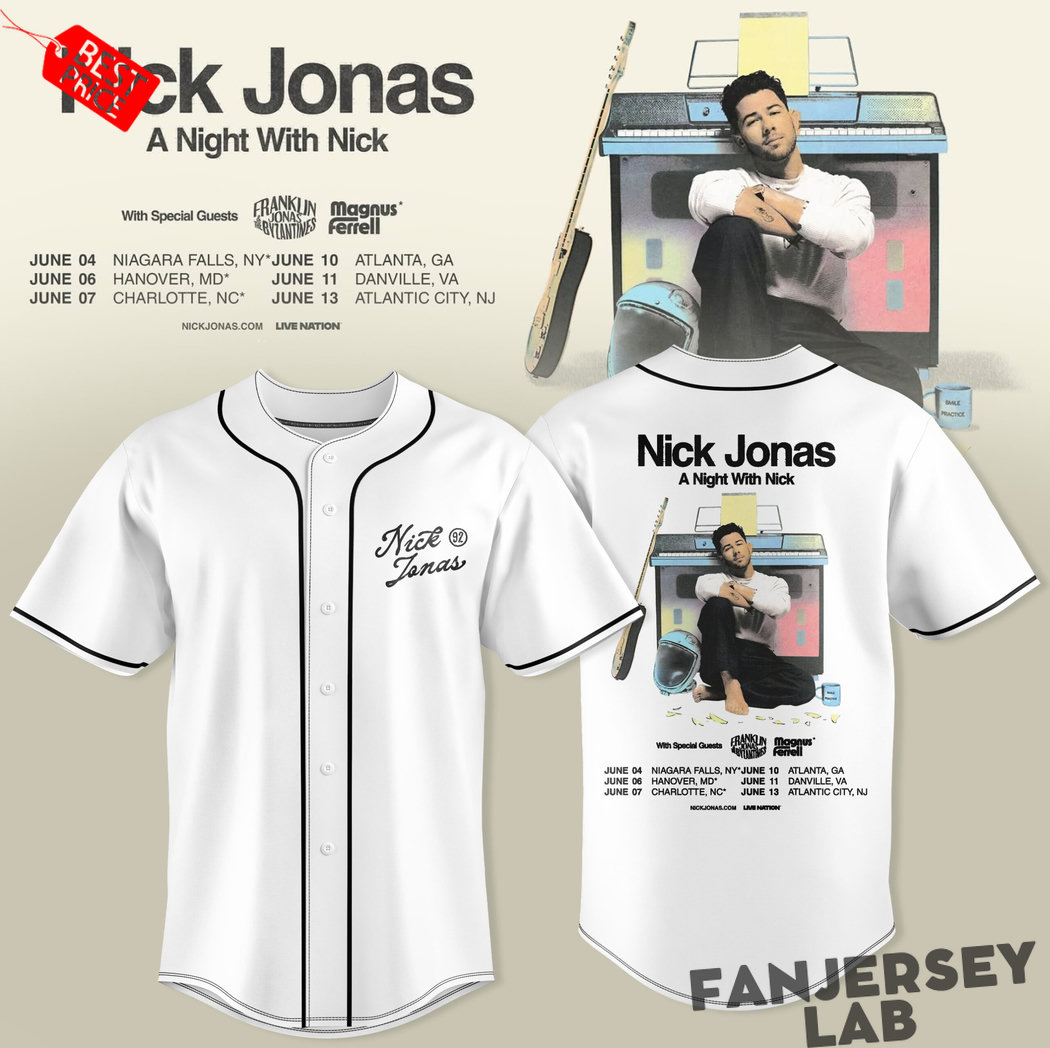 Nick Jonas – A night with Nick Vintage Poster Classic Baseball Jersey Nick Jonas – A night with Nick Vintage Poster Classic Baseball Jersey