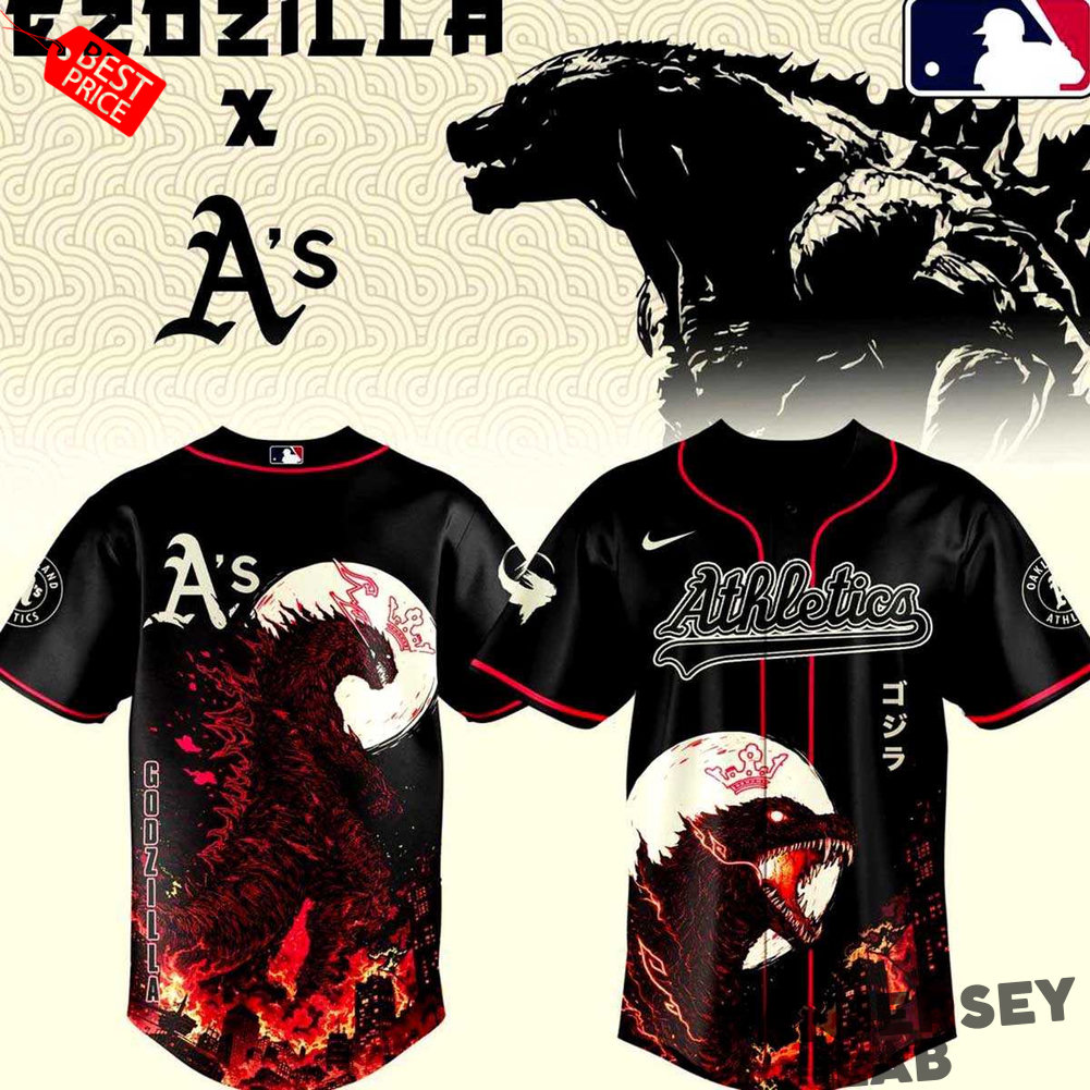 Oakland Athletics Godzilla Minus Zero Baseball Jersey Oakland Athletics Godzilla Minus Zero Baseball Jersey