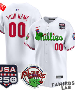 Philadelphia Phillies Phanatic & “250America” Custom Baseball Jersey