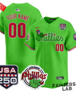 Philadelphia Phillies Phanatic & “250America” Custom Baseball Jersey
