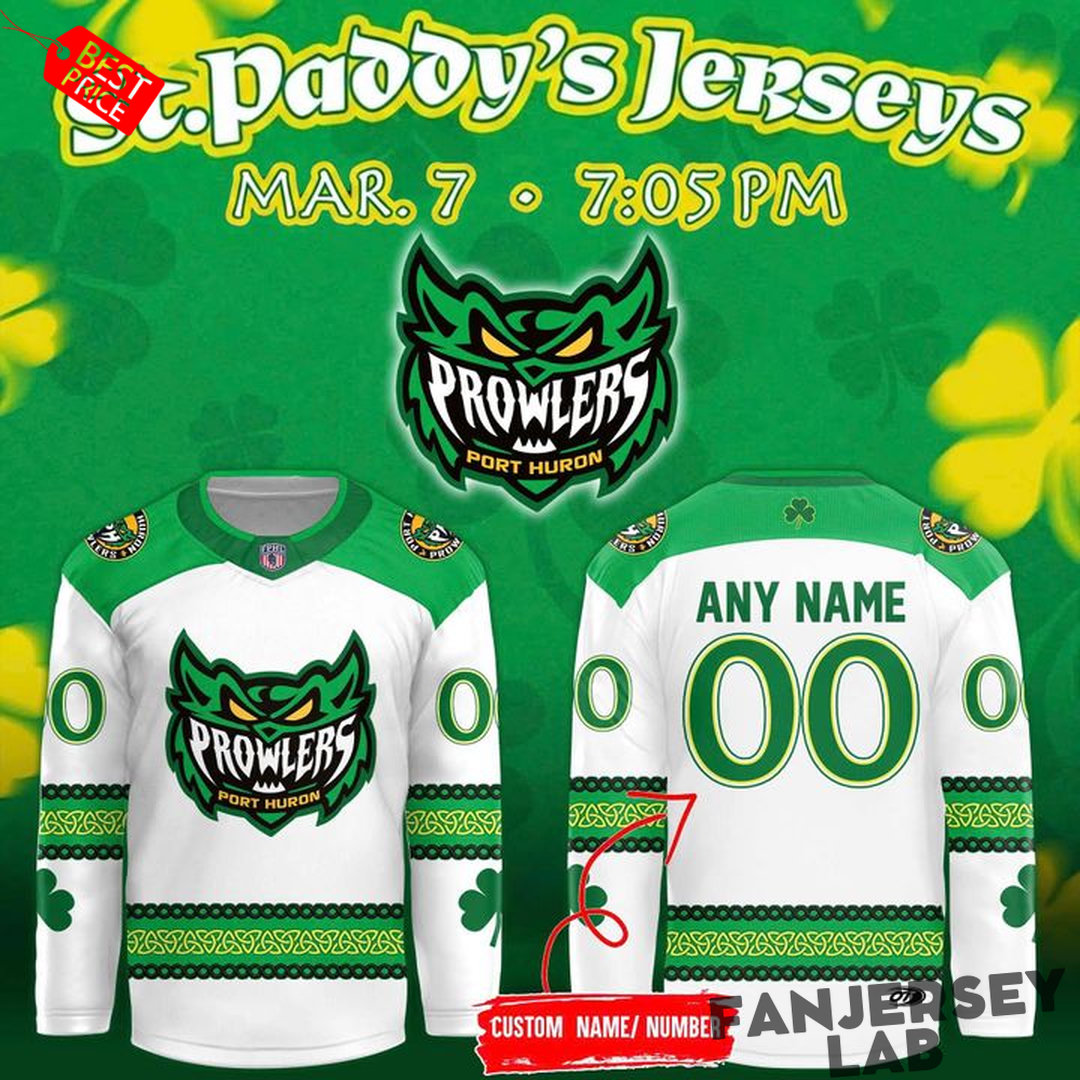 Port Huron Prowlers St. Paddy 2026 Custom Hockey Jersey Port Huron Prowlers St. Paddy 2026 Custom Hockey Jersey