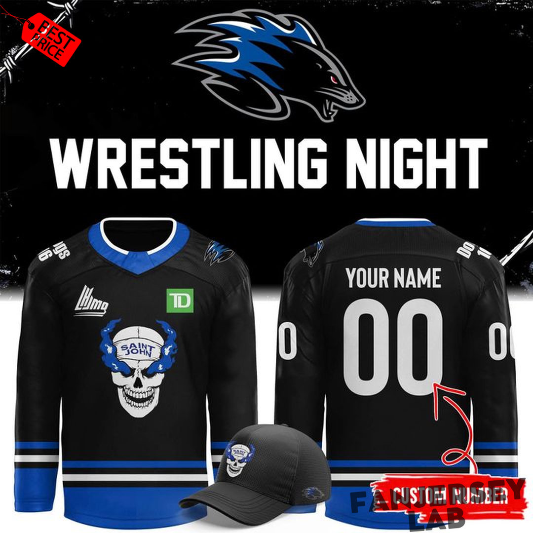 Saint John Sea Dogs x Stone Cold “Wrestling Night” Custom Hockey Jersey Saint John Sea Dogs x Stone Cold “Wrestling Night” Custom Hockey Jersey