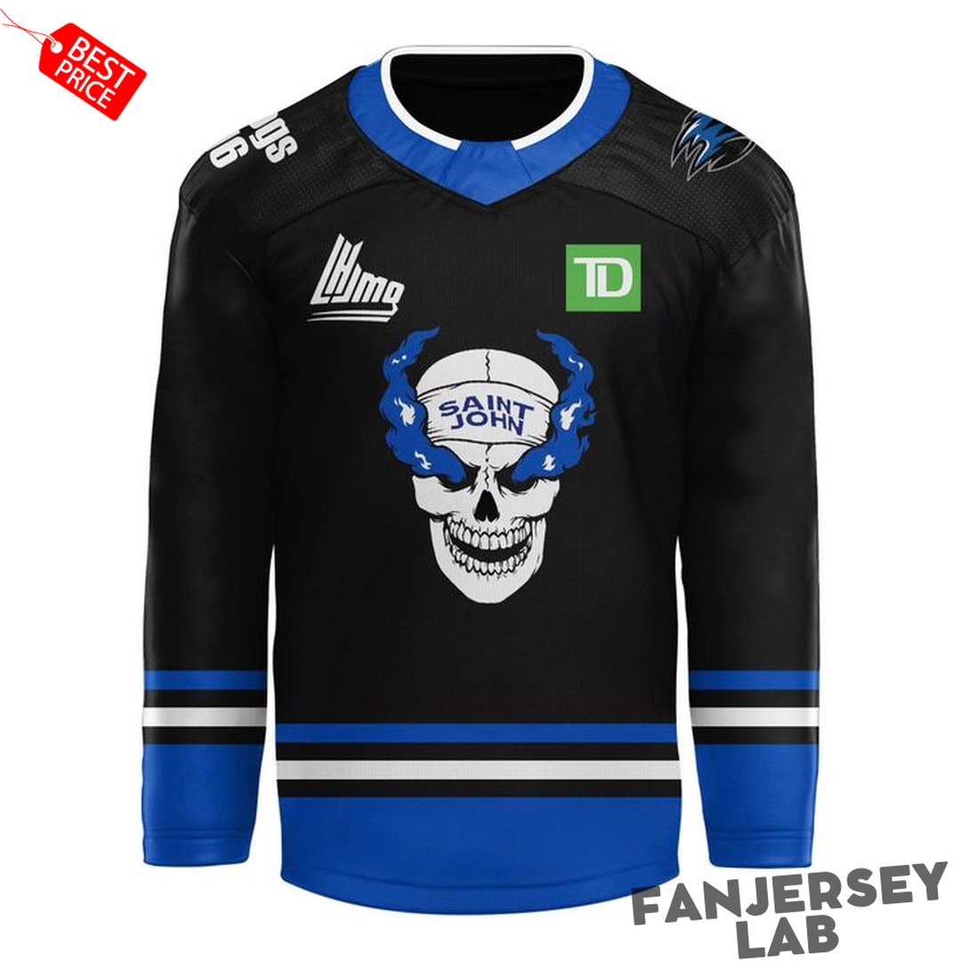 Saint John Sea Dogs x Stone Cold “Wrestling Night” Custom Hockey Jersey Saint John Sea Dogs x Stone Cold “Wrestling Night” Custom Hockey Jersey