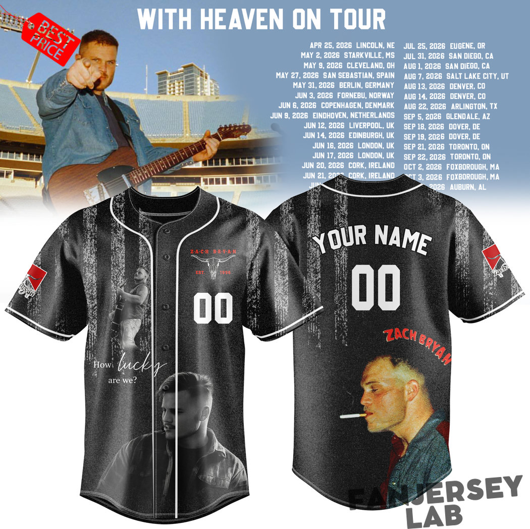 Zach Bryan With Heaven On Tour 2026 Custom Baseball Jersey Zach Bryan With Heaven On Tour 2026 Custom Baseball Jersey