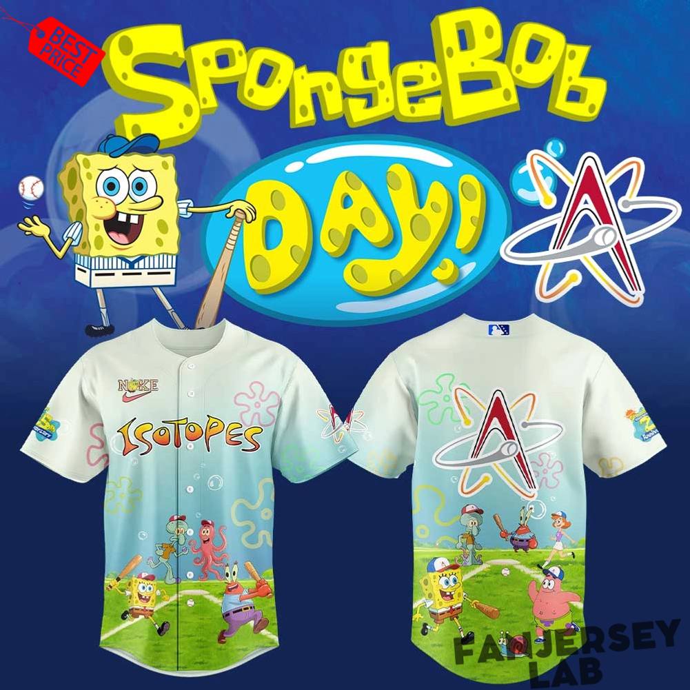 Albuquerque Isotopes x SpongeBob Squarepants Day Special Baseball Jersey Albuquerque Isotopes x SpongeBob Squarepants Day Special Baseball Jersey