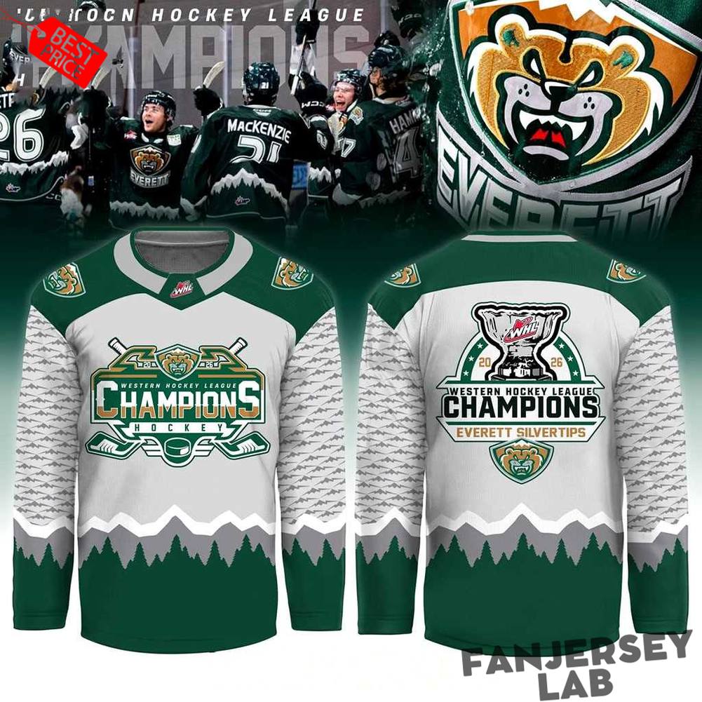 Everett Silvertips Western Hockey League Champions 2026 Hockey Jersey Everett Silvertips Western Hockey League Champions 2026 Hockey Jersey