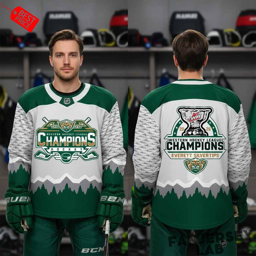 Everett Silvertips Western Hockey League Champions 2026 Hockey Jersey Everett Silvertips Western Hockey League Champions 2026 Hockey Jersey