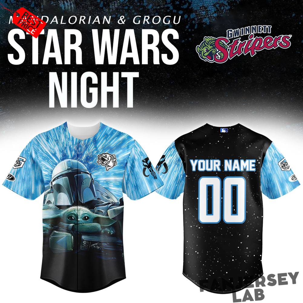 Gwinnett Stripers x Star Wars Mandalorian & Grogu Custom Baseball Jersey Gwinnett Stripers x Star Wars Mandalorian & Grogu Custom Baseball Jersey
