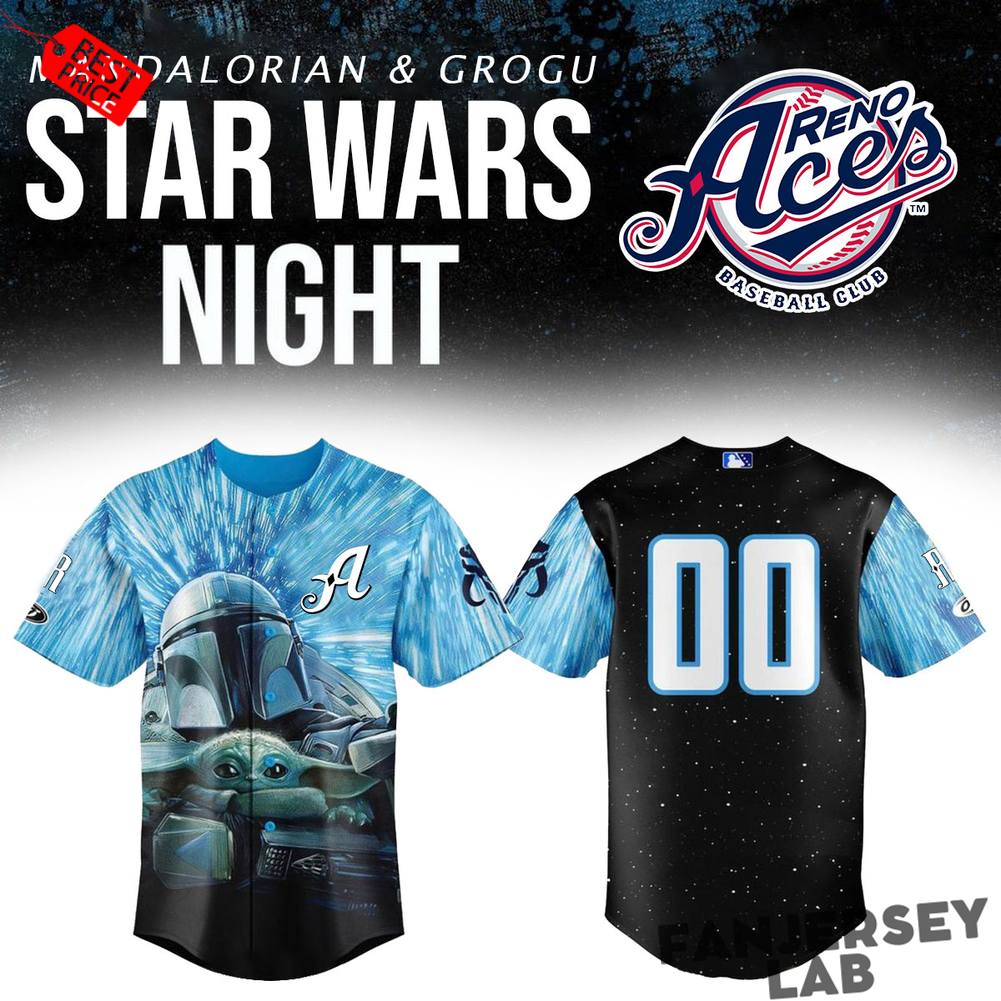 Reno Aces x Star Wars Night Mandalorian & Grogu Baseball Jersey Reno Aces x Star Wars Night Mandalorian & Grogu Baseball Jersey