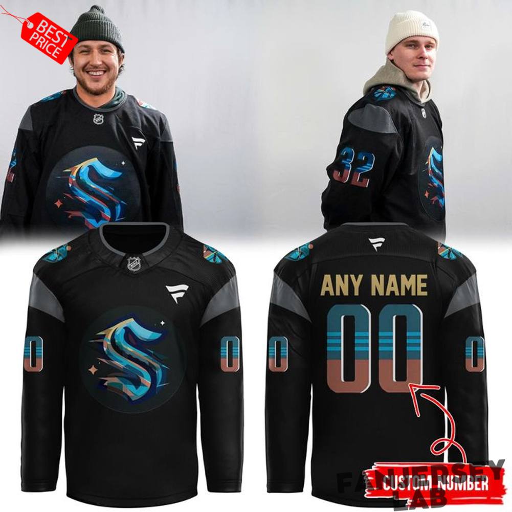 Seattle Kraken 2026 Black Hockey History Night Custom Hockey Jersey Seattle Kraken 2026 Black Hockey History Night Custom Hockey Jersey