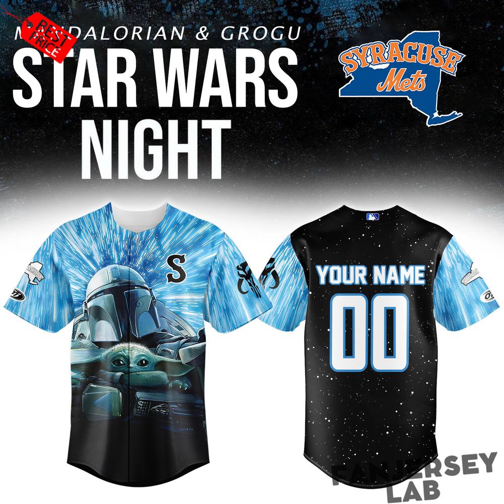 Syracuse Mets x Star Wars Mandalorian & Grogu Custom Baseball Jersey Syracuse Mets x Star Wars Mandalorian & Grogu Custom Baseball Jersey