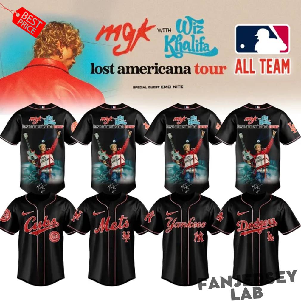 Baseball All Teams x Machine Gun Kelly Lost Americana Tour 2026 Baseball Jersey Baseball All Teams x Machine Gun Kelly Lost Americana Tour 2026 Baseball Jersey