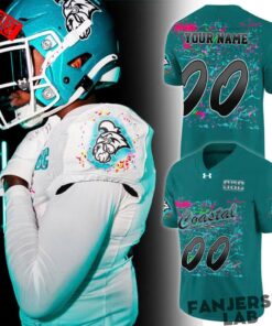 Coastal Carolina Chanticleers Worn Airbrush Custom Green Football Jersey