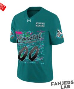 Coastal Carolina Chanticleers Worn Airbrush Custom Green Football Jersey