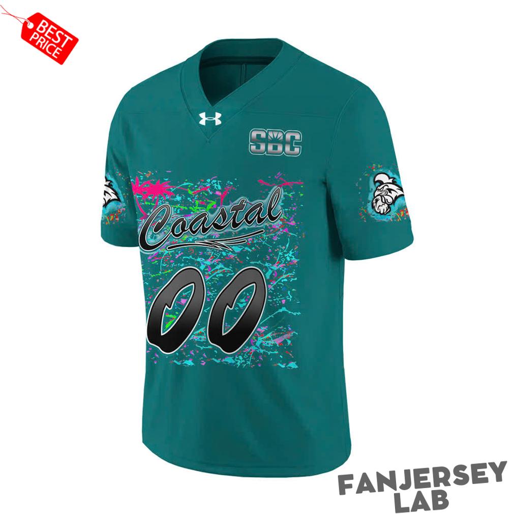 Coastal Carolina Chanticleers Worn Airbrush Custom Green Football Jersey Coastal Carolina Chanticleers Worn Airbrush Custom Green Football Jersey