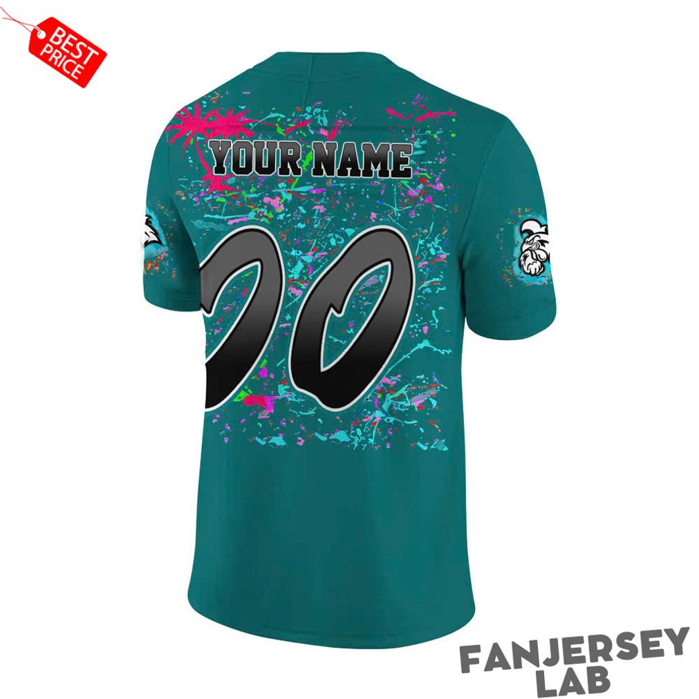 Coastal Carolina Chanticleers Worn Airbrush Custom Green Football Jersey Coastal Carolina Chanticleers Worn Airbrush Custom Green Football Jersey
