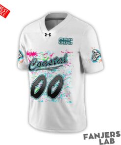 Coastal Carolina Chanticleers Worn Airbrush Custom White Football Jersey