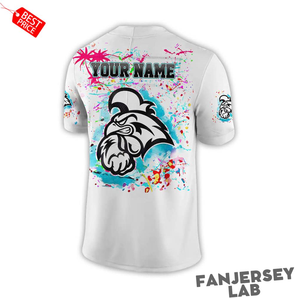 Coastal Carolina Chanticleers Worn Airbrush Custom White Football Jersey Coastal Carolina Chanticleers Worn Airbrush Custom White Football Jersey