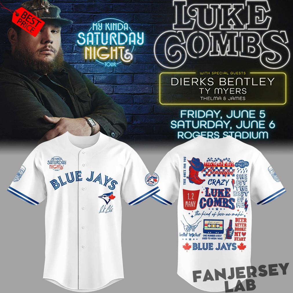 Luke Combs “My Kinda Saturday Night Tour” 2026 x Toronto Blue Jays Baseball Jersey Luke Combs “My Kinda Saturday Night Tour” 2026 x Toronto Blue Jays Baseball Jersey