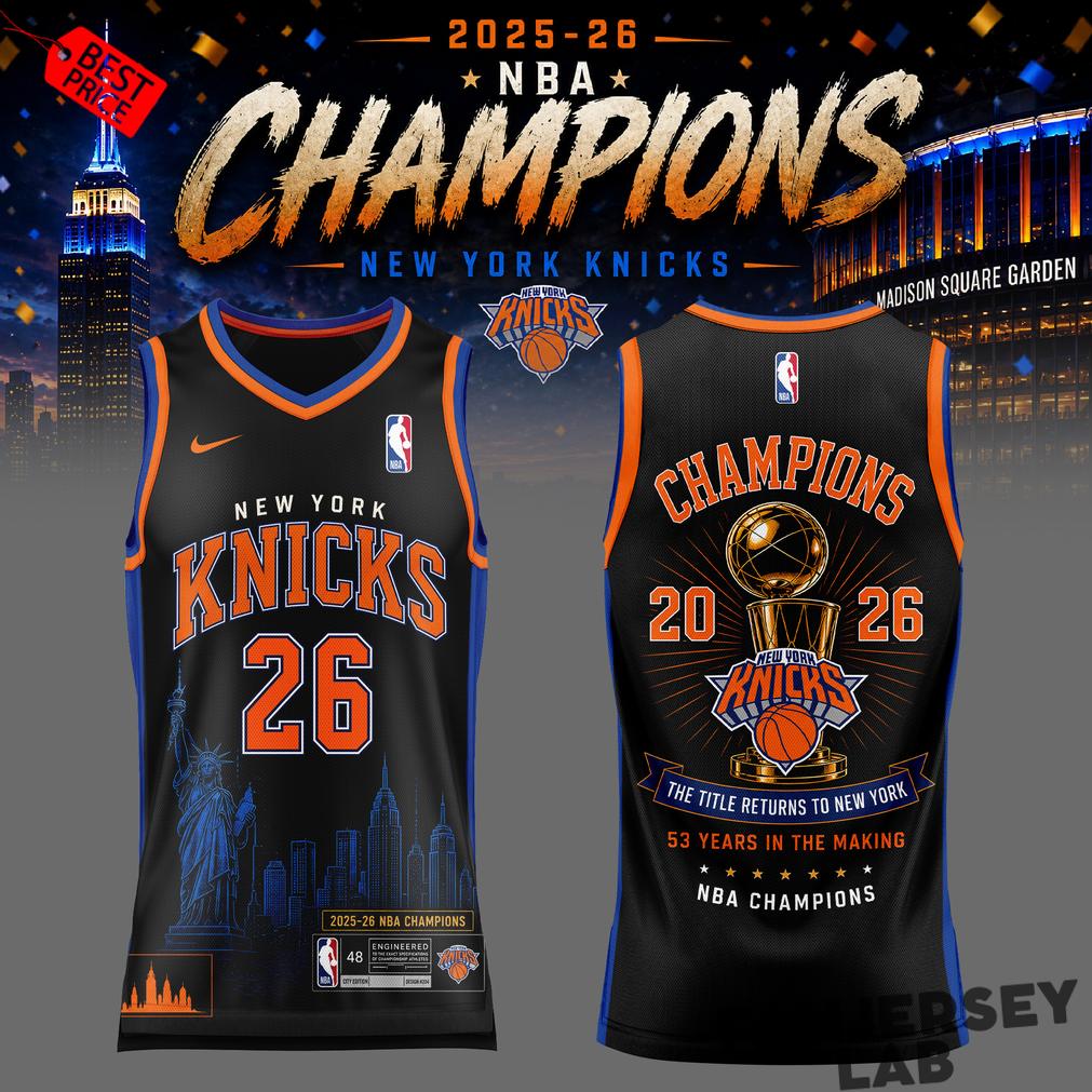 New York Knicks 2026 NBA Champions Black Basketball Jersey New York Knicks 2026 NBA Champions Black Basketball Jersey