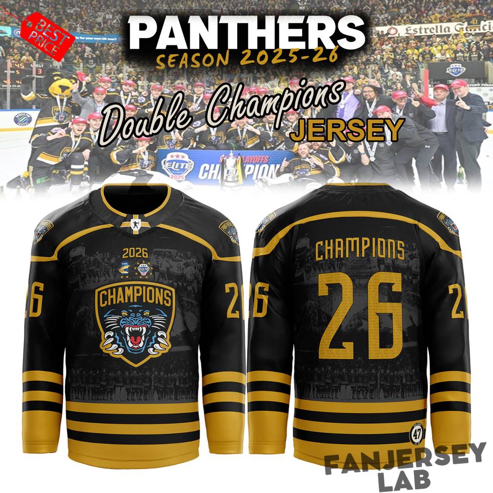 Nottingham Panthers 2026 Double Champions Hockey Jersey Nottingham Panthers 2026 Double Champions Hockey Jersey