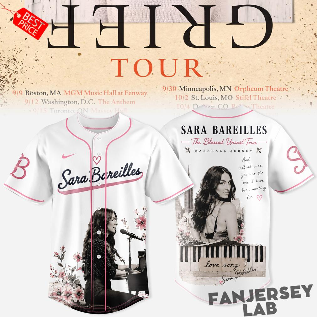 Sara Bareilles ‘Good Grief’ Tour 2026 Baseball Jersey Sara Bareilles ‘Good Grief’ Tour 2026 Baseball Jersey