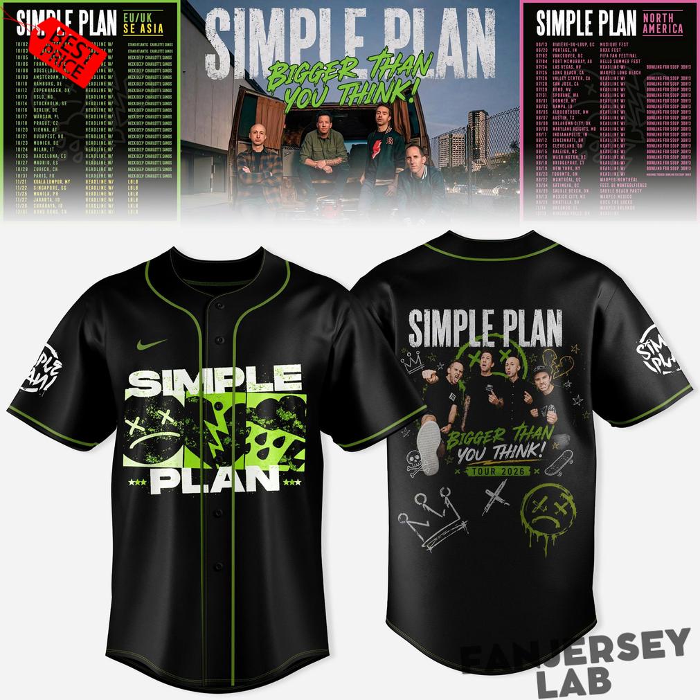 Simple Plan Bigger Than You Think Tour Baseball Jersey Simple Plan Bigger Than You Think Tour Baseball Jersey
