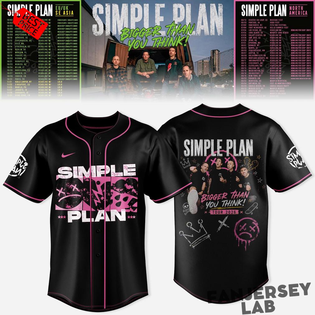 Simple Plan Bigger Than You Think Tour Baseball Jersey Simple Plan Bigger Than You Think Tour Baseball Jersey