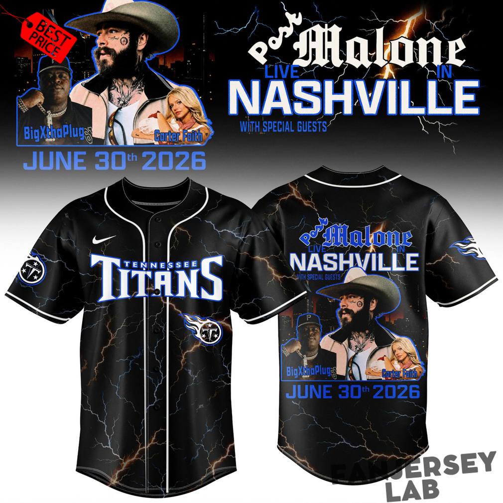 Tennessee Titans x Post Malone Live in Nashville 2026 Baseball Jersey Tennessee Titans x Post Malone Live in Nashville 2026 Baseball Jersey