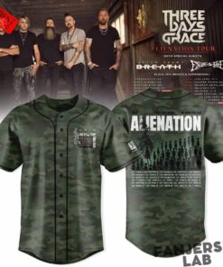 Three Days Grace Alienation Tour 2026 Green Camo Baseball Jersey