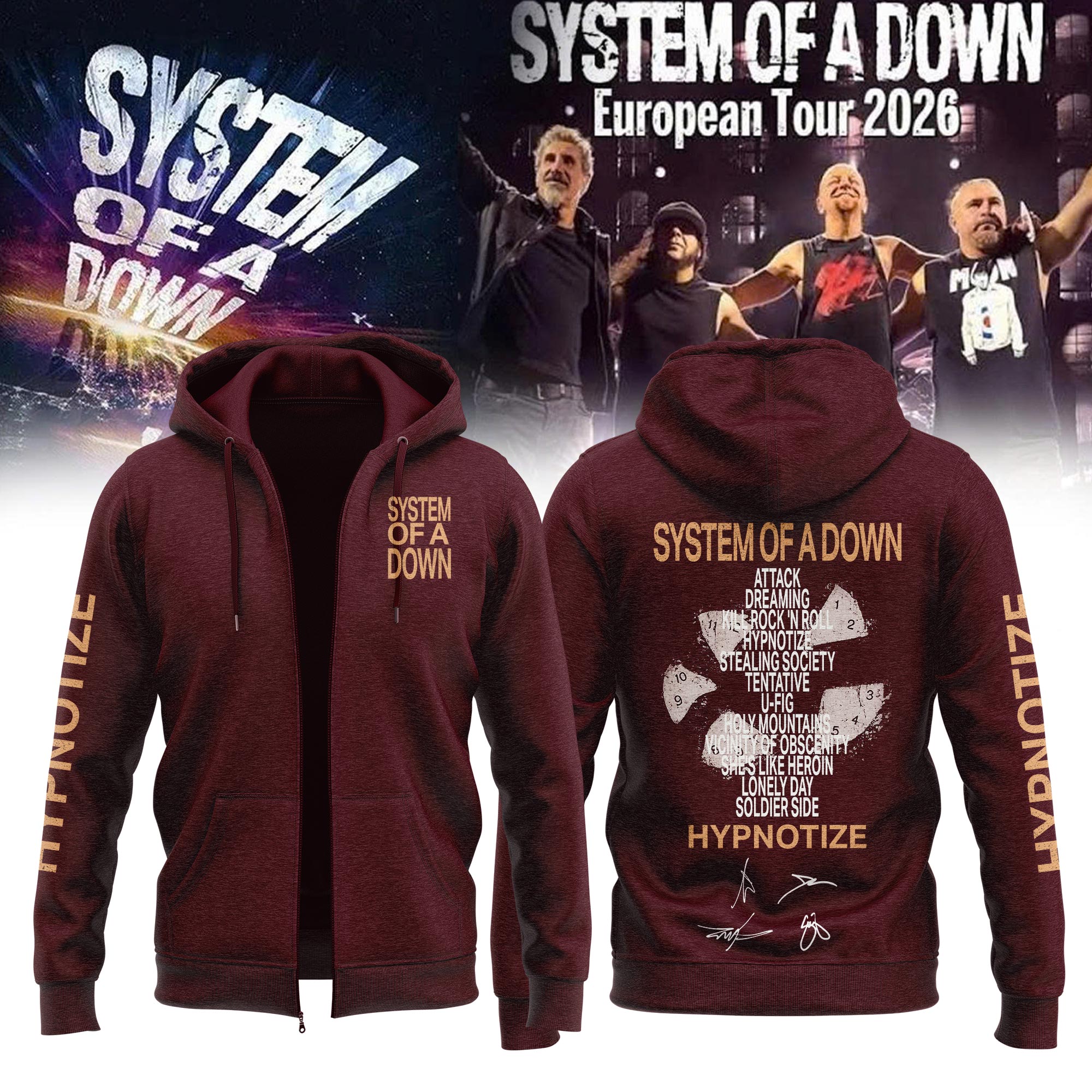 System of a Down “Europe / UK Stadium Tour 2026” signed Hoodie v4 System of a Down “Europe / UK Stadium Tour 2026” signed Hoodie v4