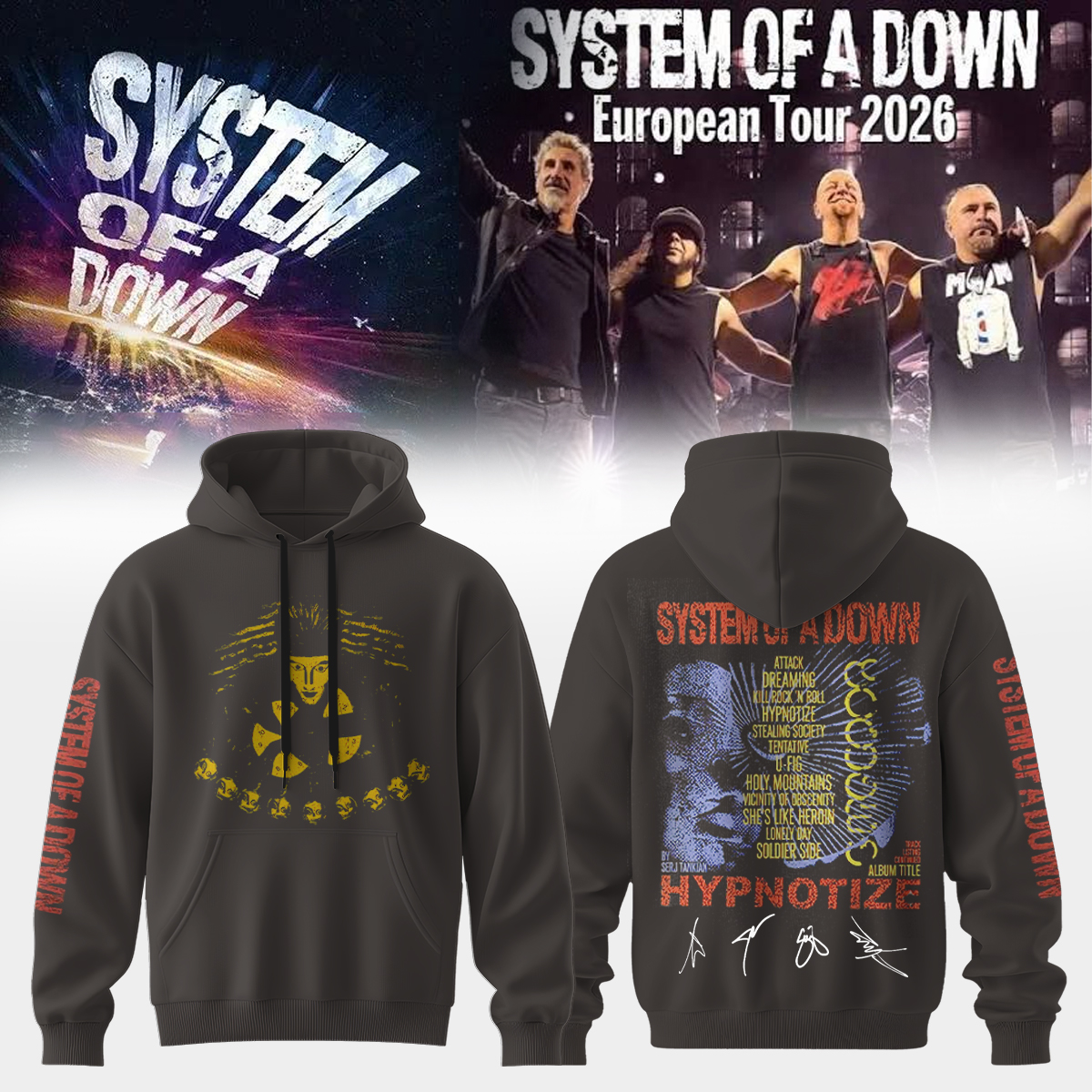 System of a Down “Europe / UK Stadium Tour 2026” signed Hoodie v2 System of a Down “Europe / UK Stadium Tour 2026” signed Hoodie v2