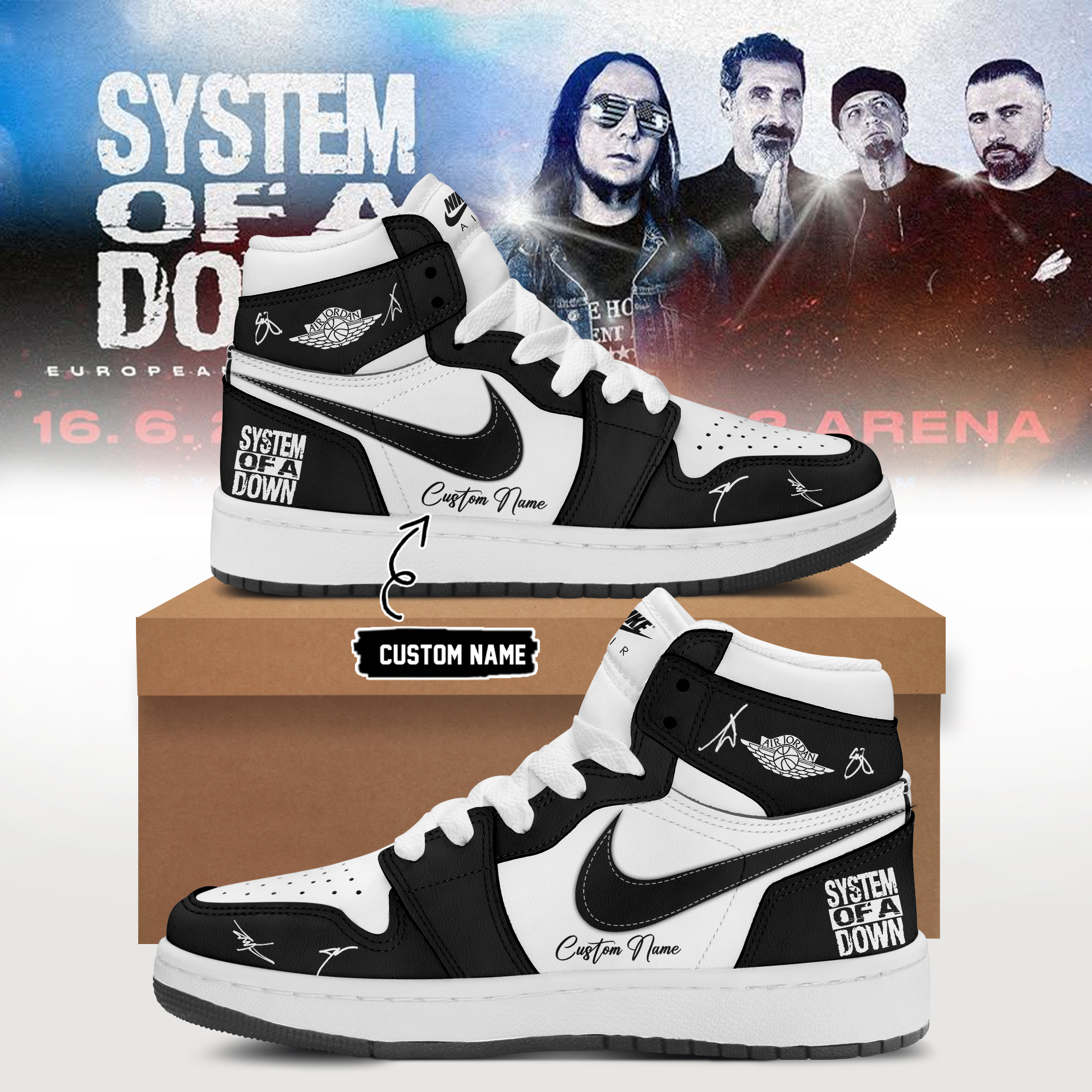 System of a Down “Europe / UK Stadium Tour 2026” signed AJ1 Shoes v2 System of a Down “Europe / UK Stadium Tour 2026” signed AJ1 Shoes v2