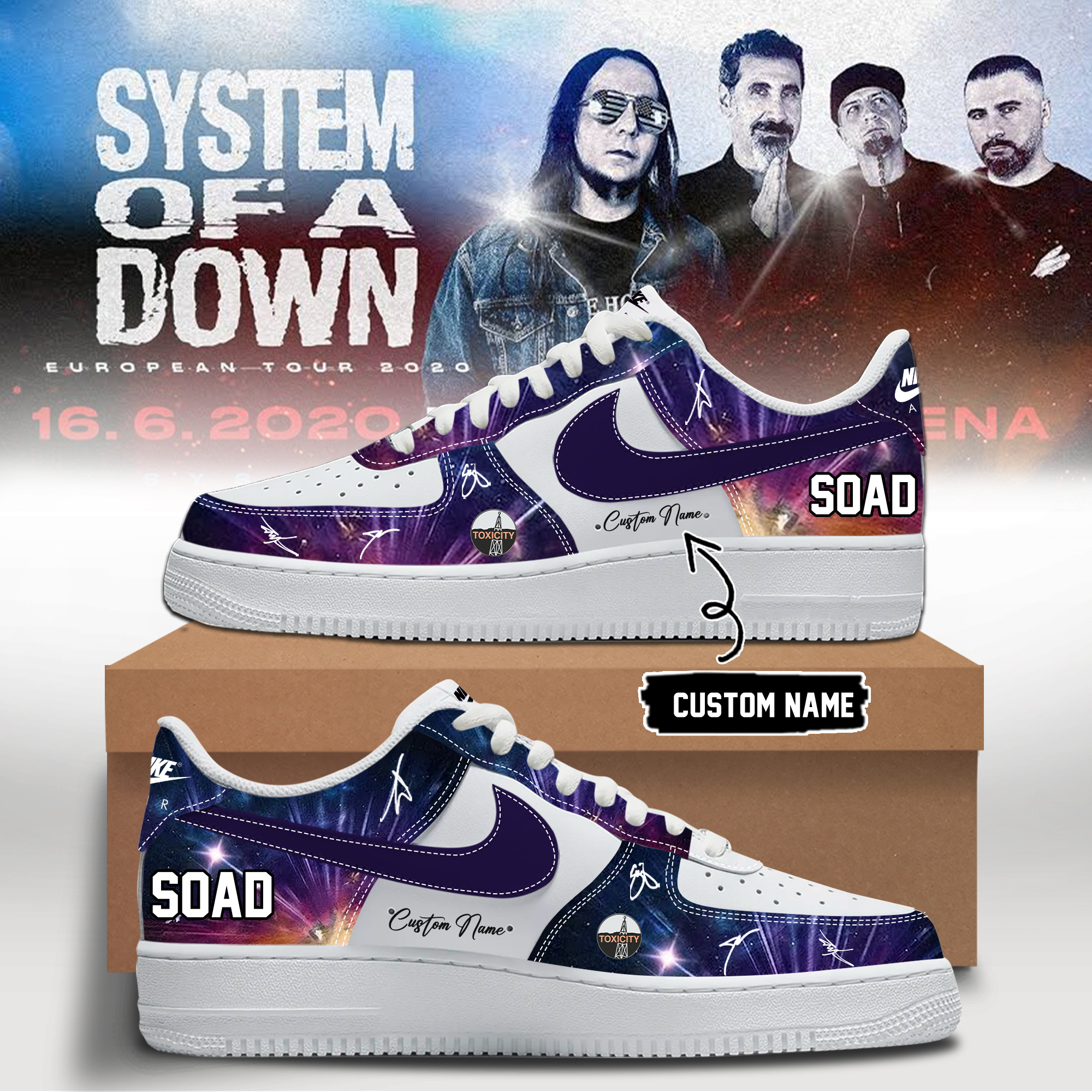System of a Down “Europe / UK Stadium Tour 2026” signed AF1 Shoes v5 System of a Down “Europe / UK Stadium Tour 2026” signed AF1 Shoes v5