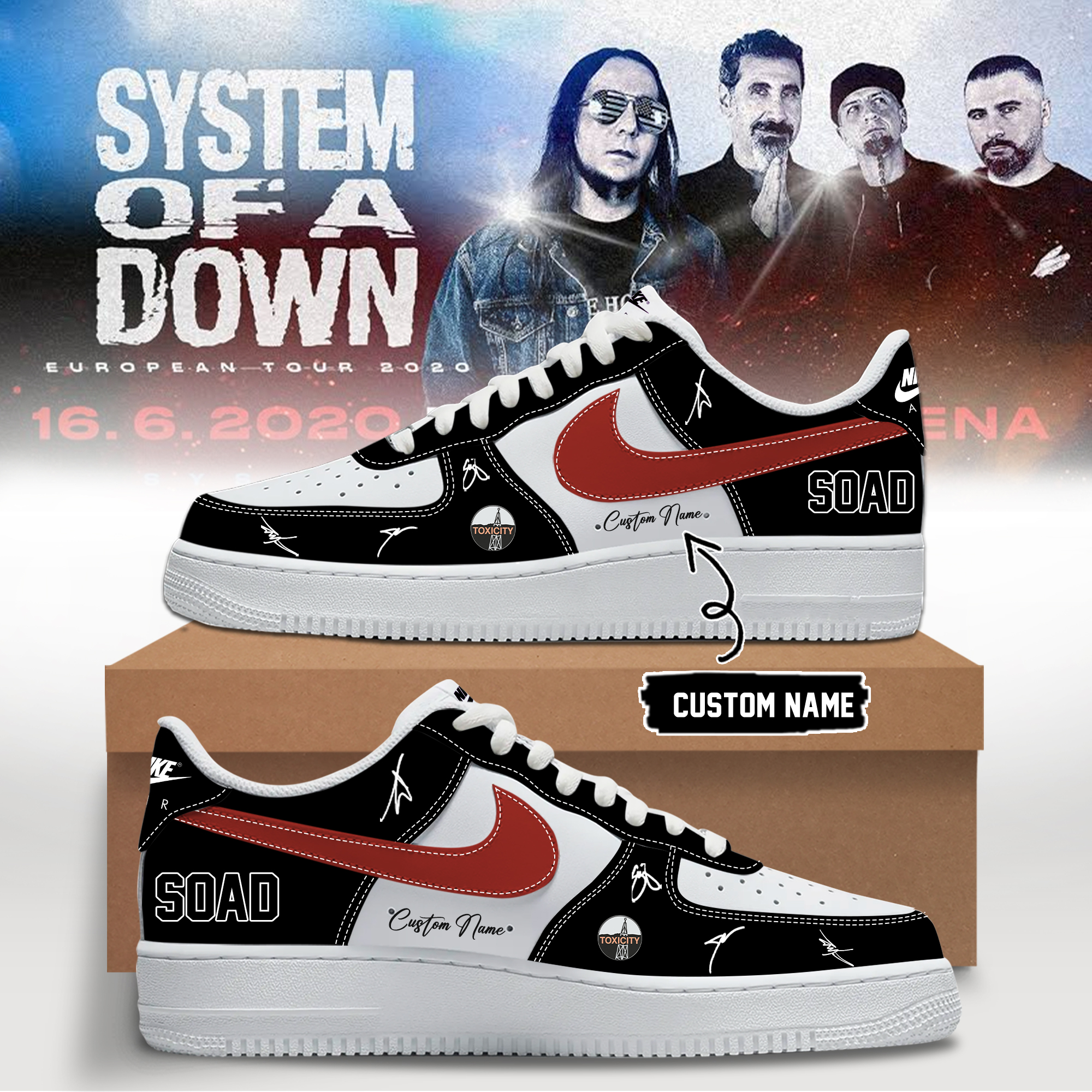 System of a Down “Europe / UK Stadium Tour 2026” signed AF1 Shoes v8 System of a Down “Europe / UK Stadium Tour 2026” signed AF1 Shoes v8