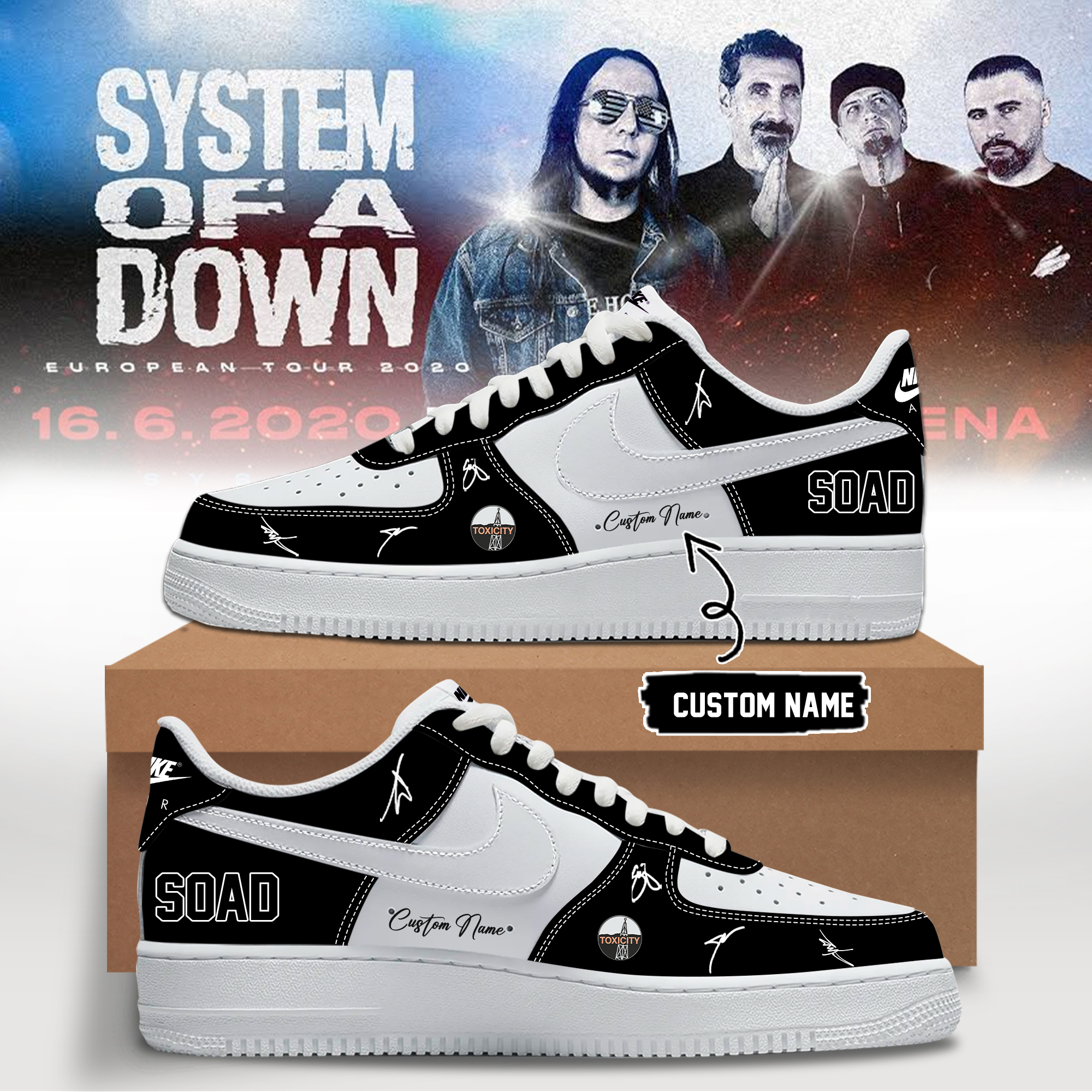 System of a Down “Europe / UK Stadium Tour 2026” signed AF1 Shoes v6 System of a Down “Europe / UK Stadium Tour 2026” signed AF1 Shoes v6